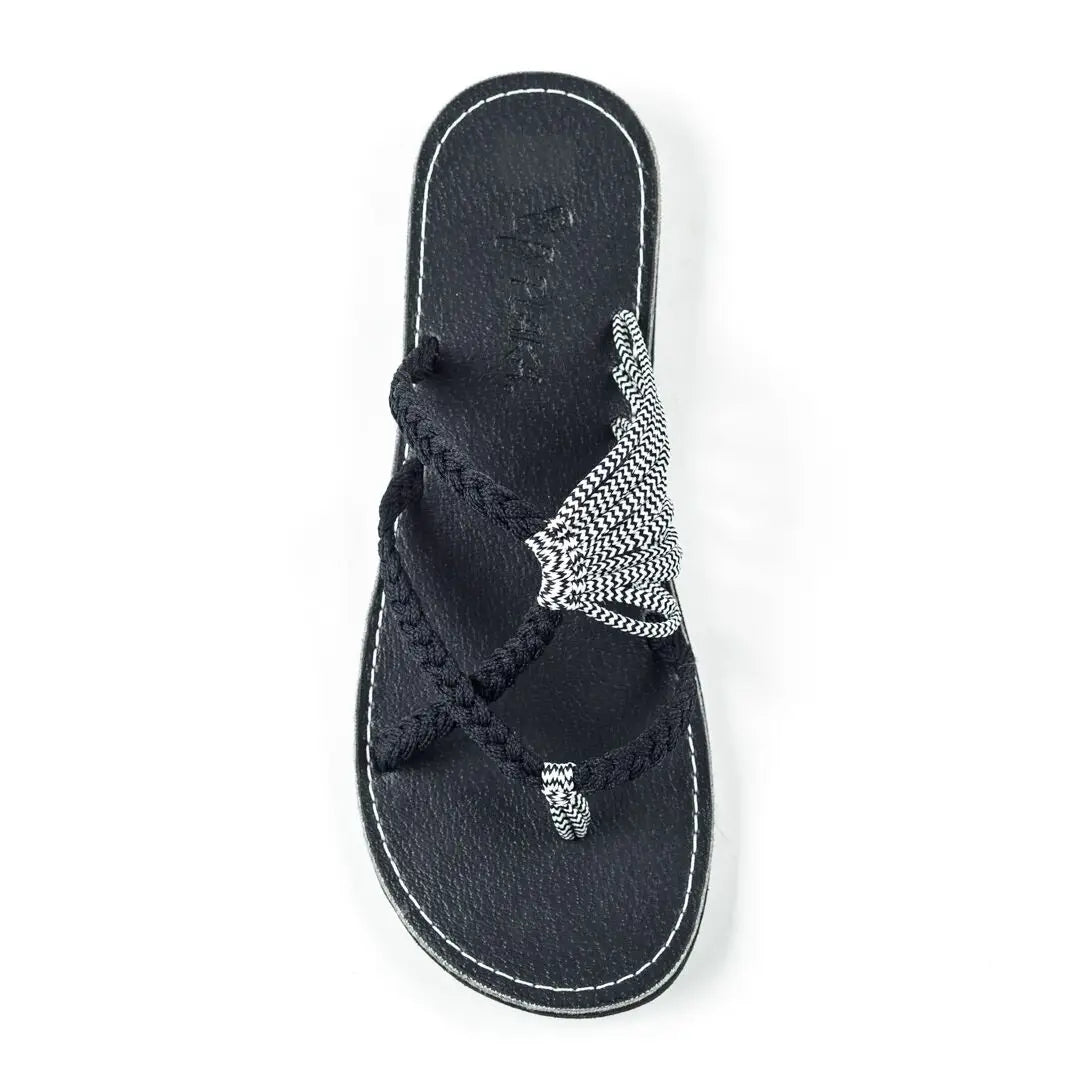 Oceanside Flip Flops- Black Zebra